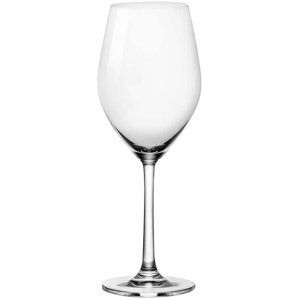 An Anchor Hocking Sondria wine glass with a stem and clear glass.