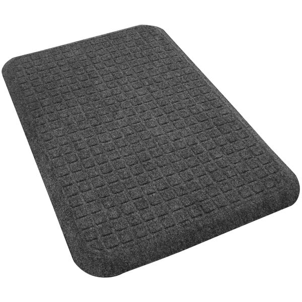 A grey rectangular M+A Matting anti-fatigue mat with squares.