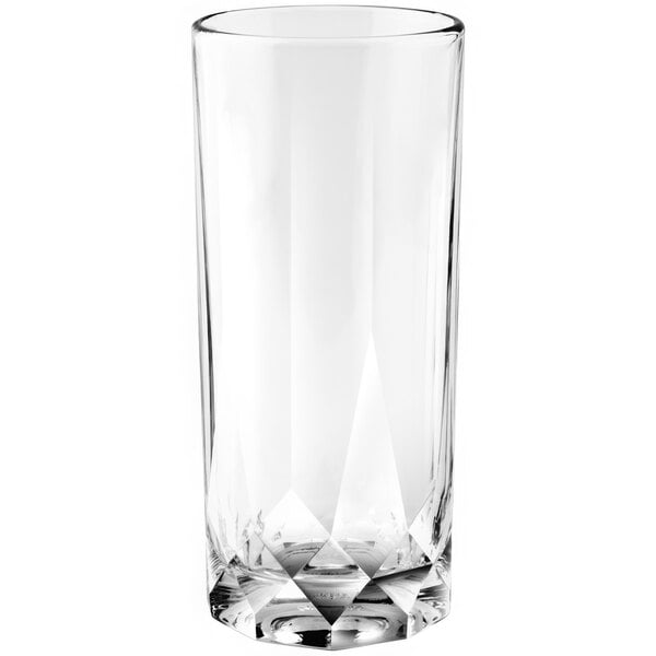 An Anchor Hocking Cienna long drink glass with diamond cut edges.