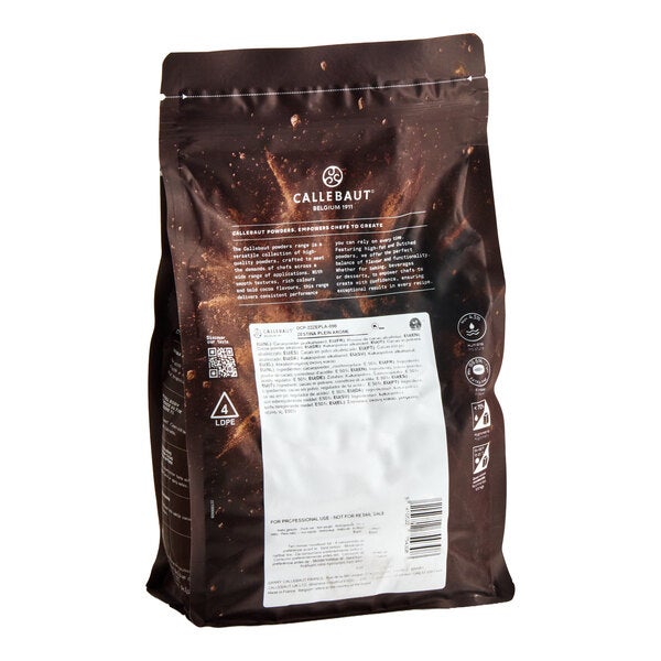 A 2.2 lb. bag of Callebaut Plein Arome cocoa powder.