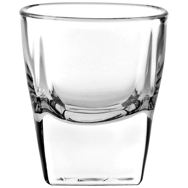 An Anchor Hocking clear shot glass.