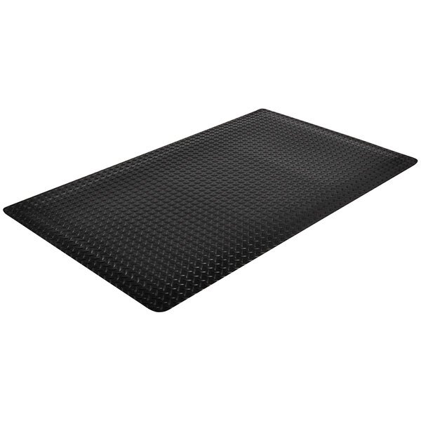 A black rubber Notrax Cushion Trax Ultra mat with a diamond pattern.