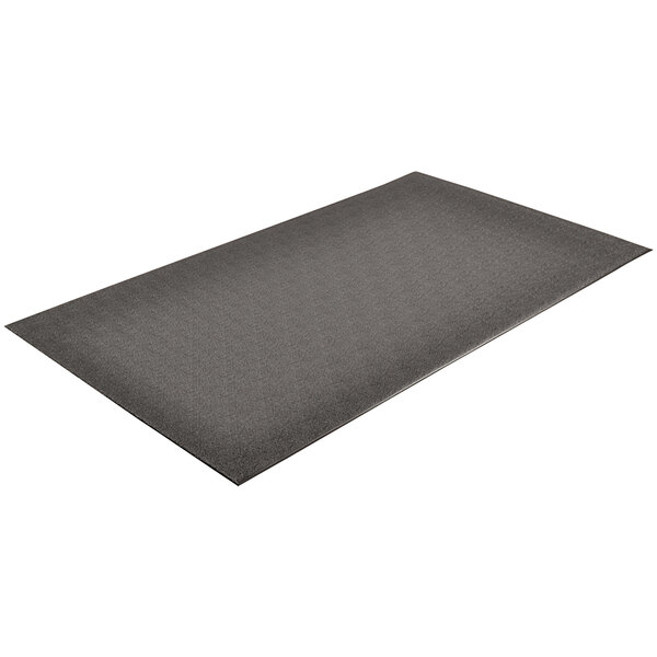 A black rectangular anti-fatigue mat with a pattern on it.