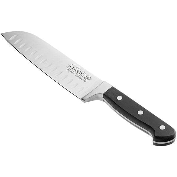 A Choice Classic Santoku knife with a black handle.