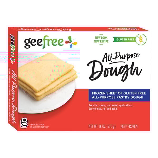 A box of Geefree all-purpose gluten-free dough sheets.