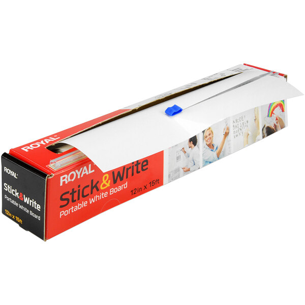 A Royal portable whiteboard with a blue tip on white paper.