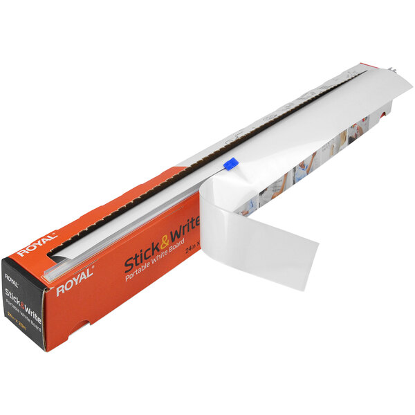 A white roll of stick-it-all whiteboard paper.