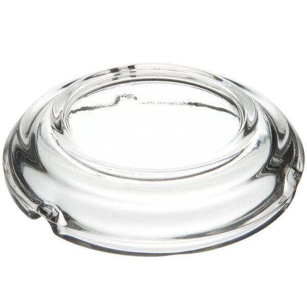 A clear glass Libbey round ashtray.