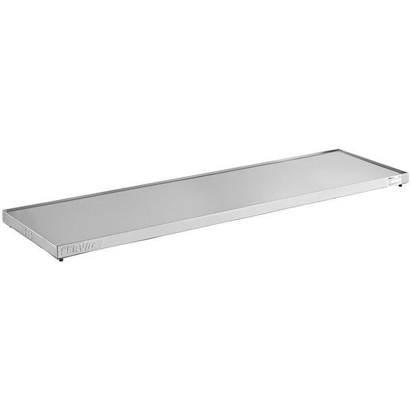 A rectangular stainless steel metal shelf.