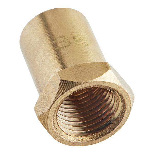 A brass threaded Main Street Equipment 36 Burner Orifice nut.