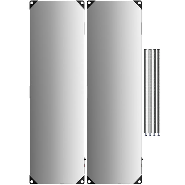 A Metro Super Erecta heated stainless steel countertop with 2 metal shelves.