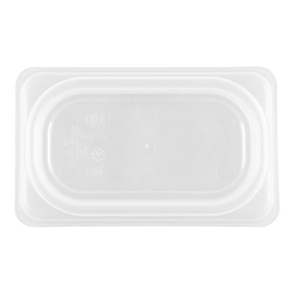 A translucent polypropylene seal cover designed for a 1/9 size food pan.