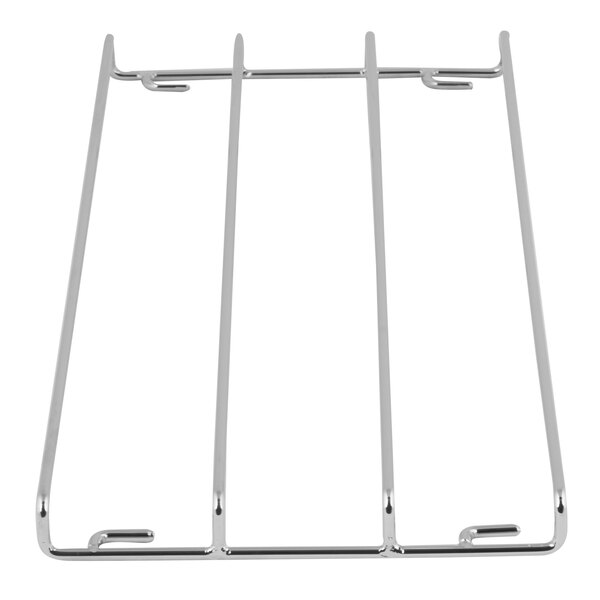 A Main Street Equipment metal rack with four metal rods.