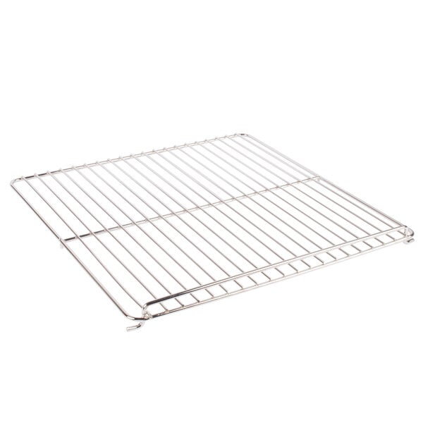 A Main Street Equipment metal oven rack with a wire grid on it.