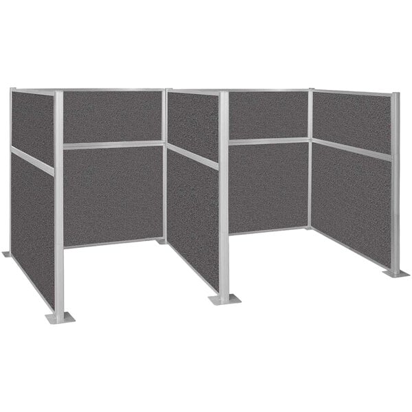 A close-up of a grey rectangular Versare Hush Panel with metal poles.