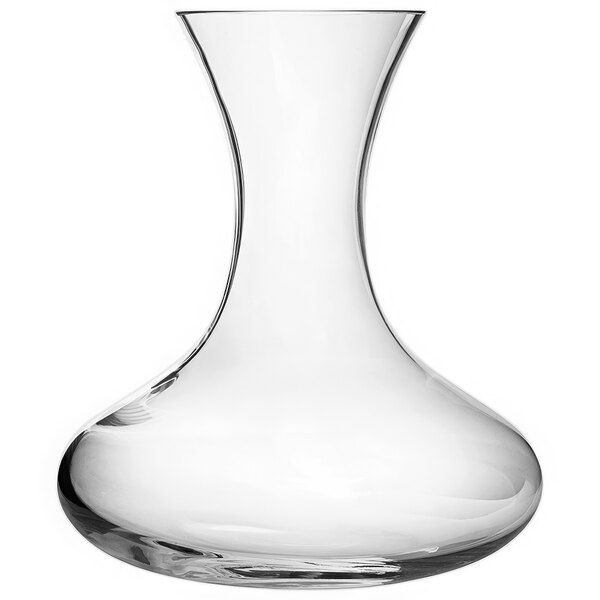 A Franmara crystal decanter with a long neck.