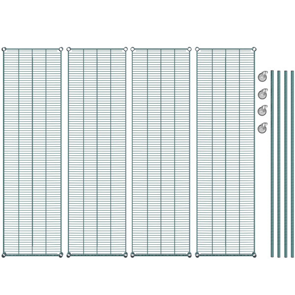 A Regency wire shelving starter kit with metal grids.