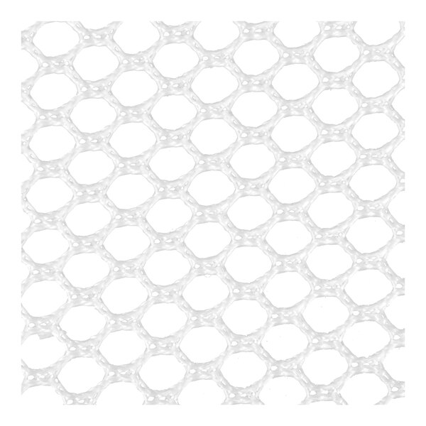 A close-up view of a white, hexagonal mesh fabric with a net-like pattern.