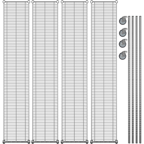 A Regency chrome shelving unit with four shelves.