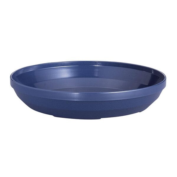 a blue plastic bowl with a white background