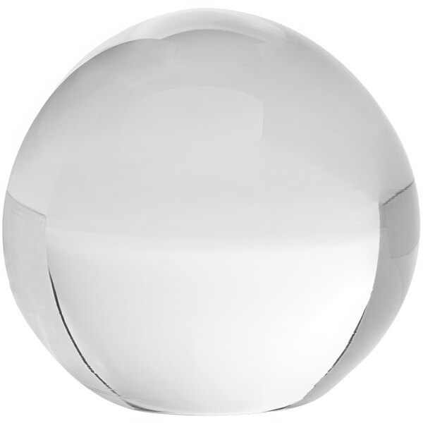 A clear glass ball stopper.