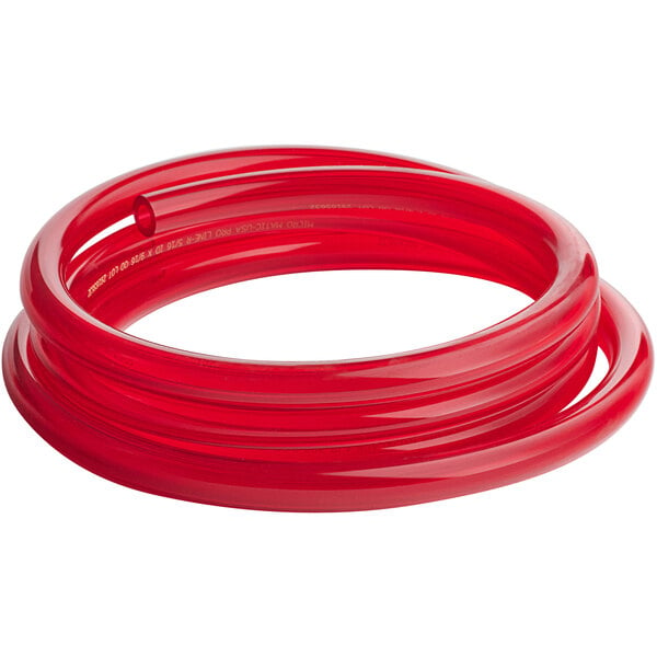 A red Micro Matic vinyl gas hose tube.