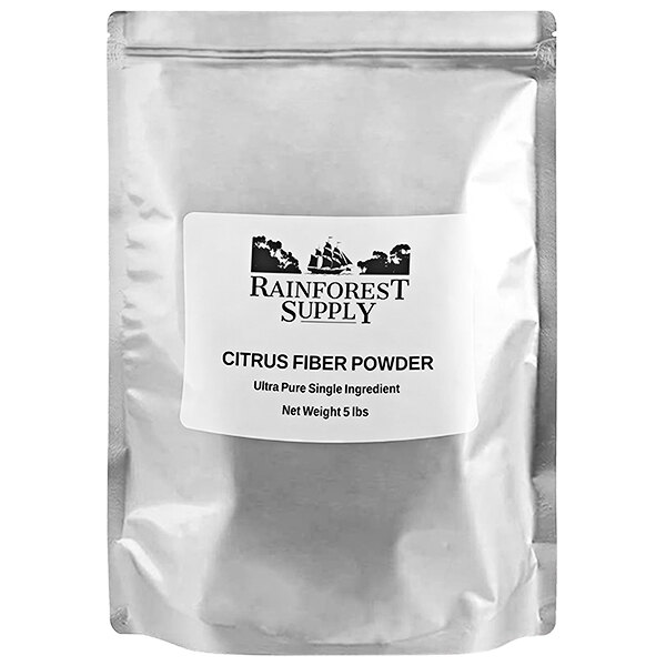 A white bag of Citrus Fiber Powder with a black label.