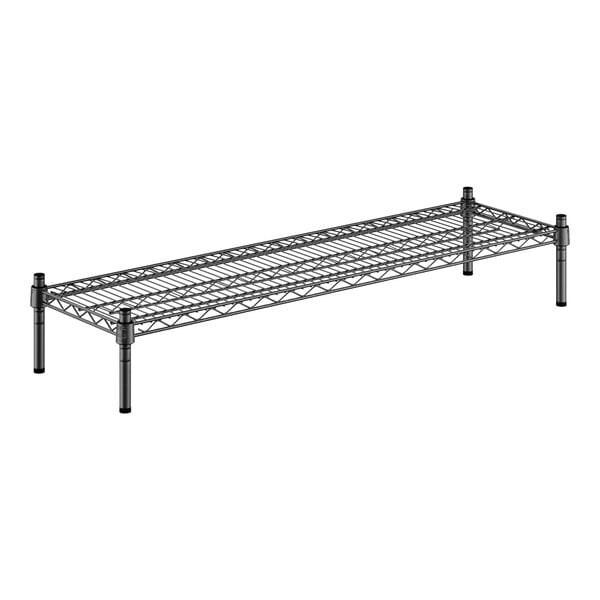 A black metal Regency 1-shelf dunnage rack with black legs.