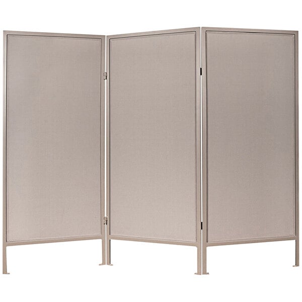 A white Versare Stone 3-panel folding outdoor partition.