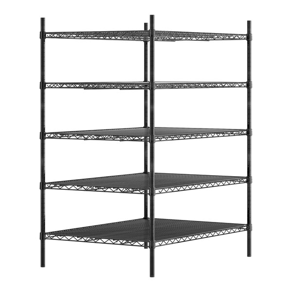 A Regency black metal 5-shelf kit.