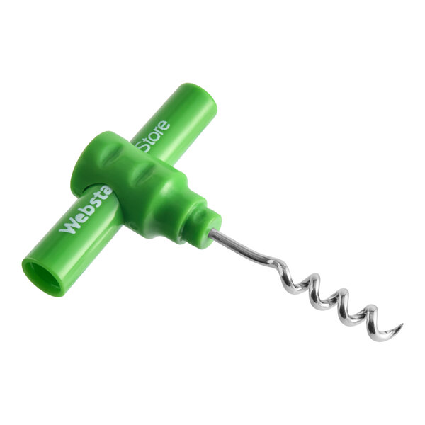 Green Plastic Pocket Corkscrew with WebstaurantStore Logo