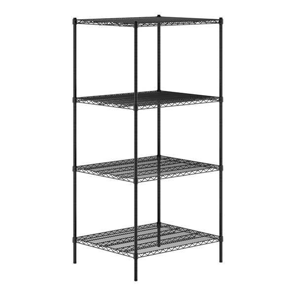 Regency 30" x 36" NSF Black Epoxy 4-Shelf Kit with 74" Posts