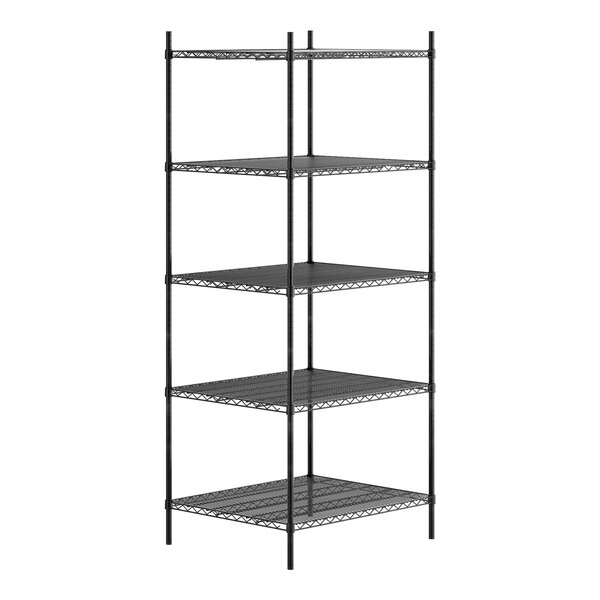 A black metal Regency 5-shelf kit with 86" posts.