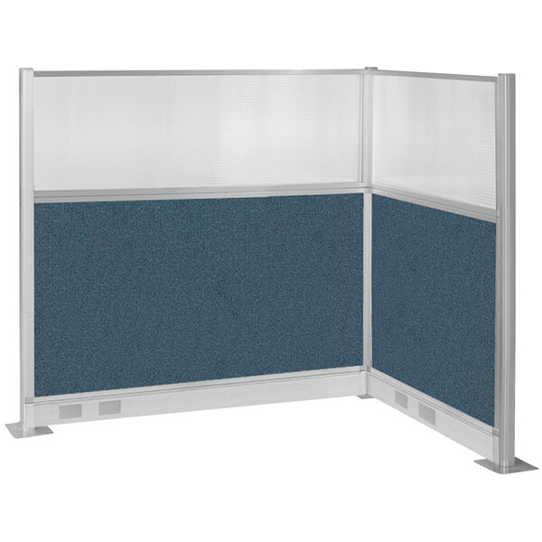 A blue Versare Hush Panel cubicle partition.