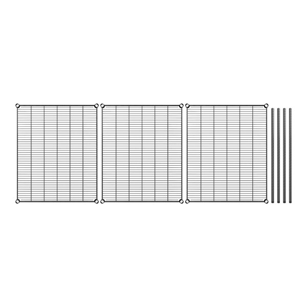 A wire grid shelf from Regency with black posts and rods.
