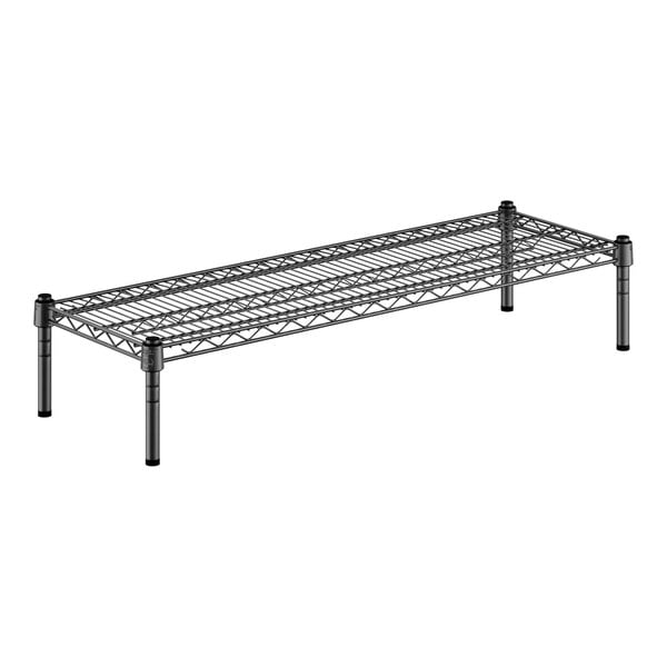 A black metal Dunnage rack shelf with black legs.