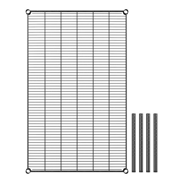 A black metal grid shelf for Regency Dunnage Rack.