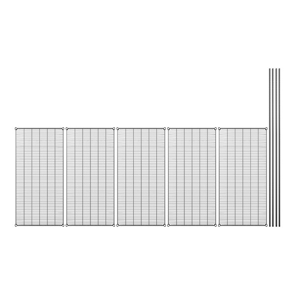 A drawing of a black metal grid shelf with a number on it.