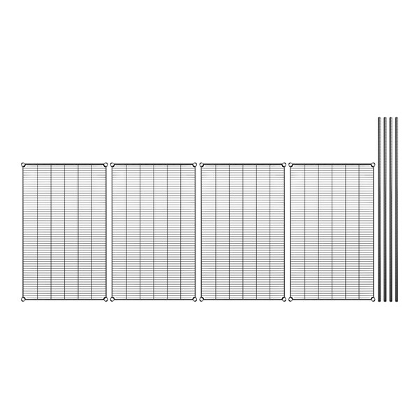 A close-up of a grid with four poles.