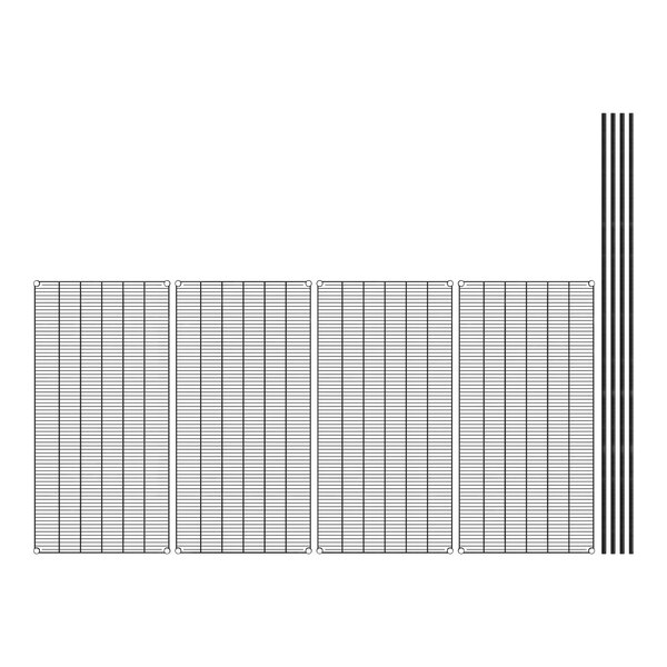 A close-up of a black wire grid shelf from a Regency 4-shelf kit.