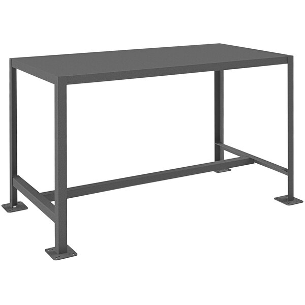 A black rectangular Durham machine table with metal legs.