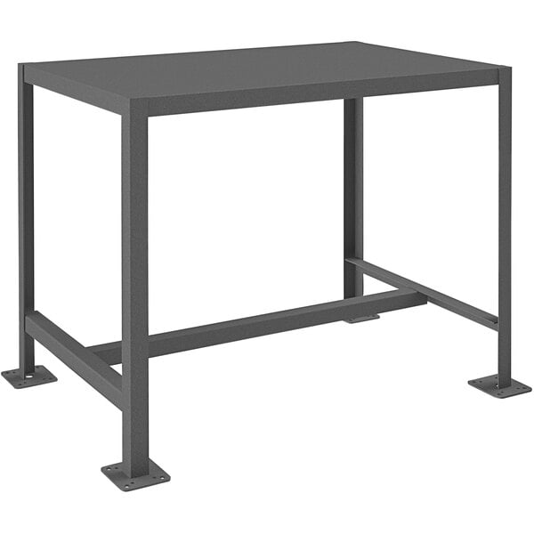 A black rectangular table with metal legs.