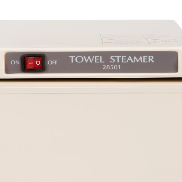 A white Town Oshibori towel steamer with a red switch.