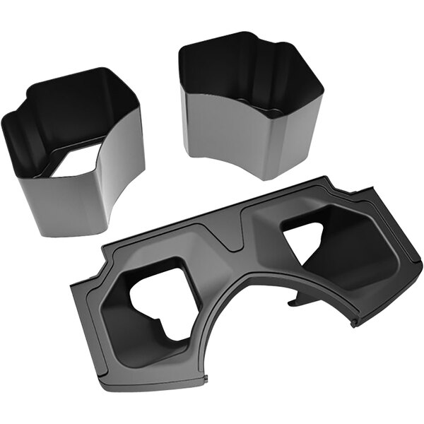 A black and grey Zumex countertop kit with black plastic and graphite hexagon shaped parts.