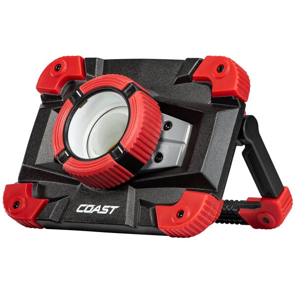 A black and red Coast Rechargeable Focusing Work Light with a red handle.