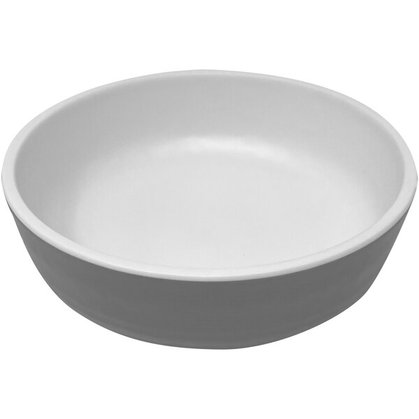 A gray GET Roca matte melamine shallow side dish.