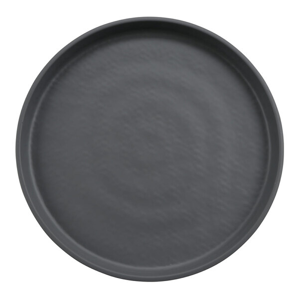 G.E.T. Roca Matte 9" Black and Gray Melamine Round Plate - 12/Case