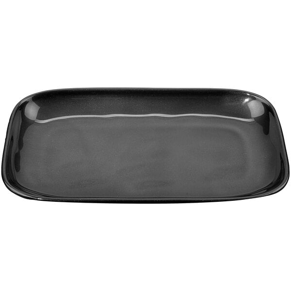 A black rectangular platter with a stardust design.