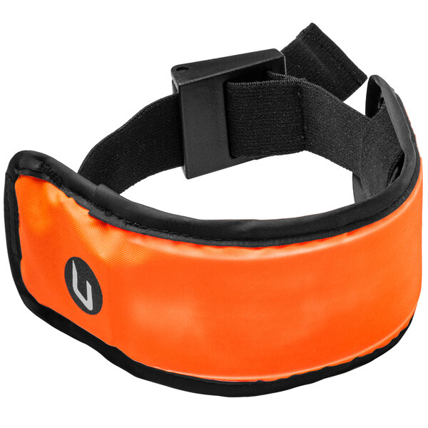 An orange and black Coast High-Vis lighted safety armband.