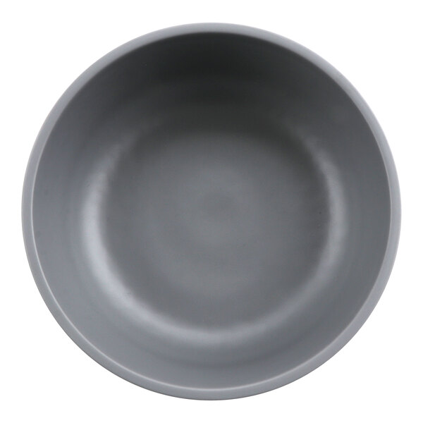 A close-up of a grey GET Roca Matte melamine bowl.